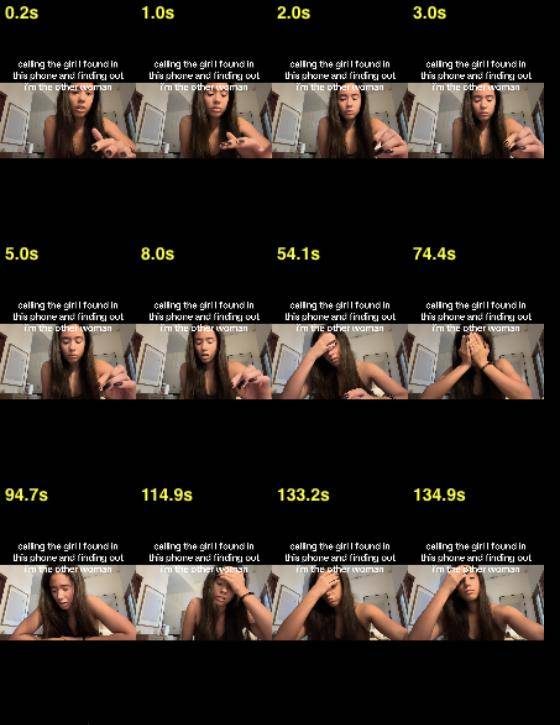 12 frames from @sofiareyss3 video, from second 0 to the last second