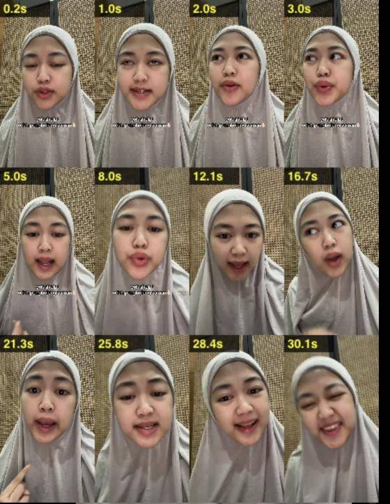 12 frames from @feilianaveve video, from second 0 to the last second